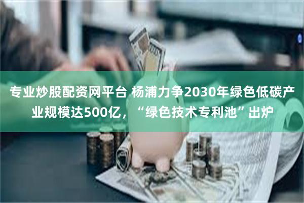 专业炒股配资网平台 杨浦力争2030年绿色低碳产业规模达500亿，“绿色技术专利池”出炉
