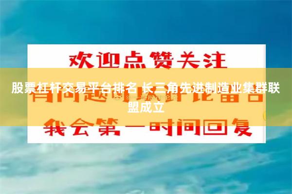 股票杠杆交易平台排名 长三角先进制造业集群联盟成立