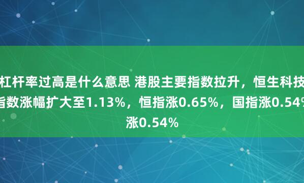 杠杆率过高是什么意思 港股主要指数拉升，恒生科技指数涨幅扩大至1.13%，恒指涨0.65%，国指涨0.54%
