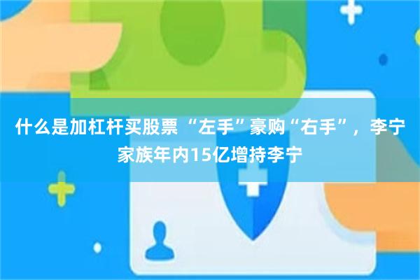 什么是加杠杆买股票 “左手”豪购“右手”，李宁家族年内15亿增持李宁