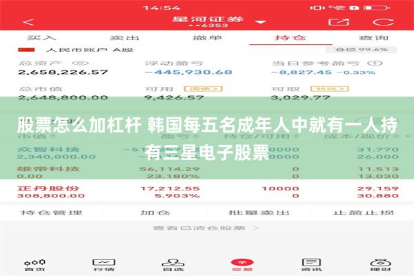 股票怎么加杠杆 韩国每五名成年人中就有一人持有三星电子股票