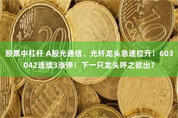 股票中杠杆 A股光通信、光纤龙头急速拉升！603042连续3涨停！下一只龙头呼之欲出？